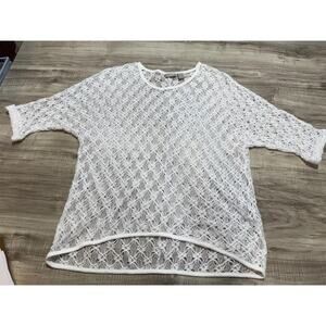 Chico's Women's Sheer Crochet Knit 3/4 Cuff Sleeve Blouse-Size 1 (US-Med)